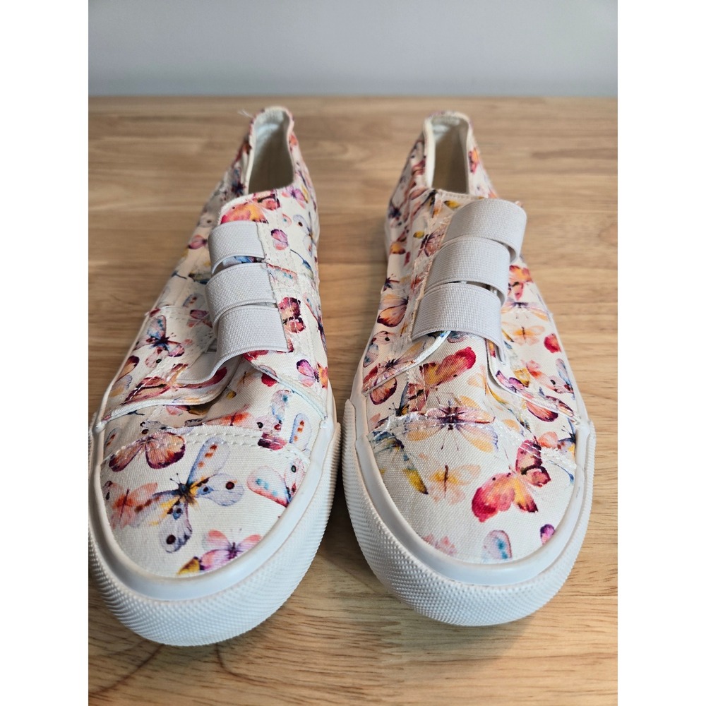 Blowfish Malibu Maura Butterfly Print Canvas Slip On Sneakers Womens 8M Pink